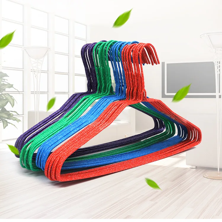 

Adult Clothes Hanger Wholesale Wet And Dry Dual Purpose Multi-functional Seemless Children Plastic-dipping Steel Wire Drying Rac