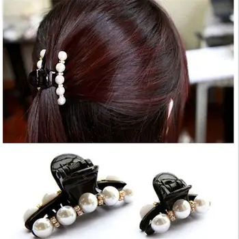 

Elegant Pearls Beads Hair Claws for Women Hairpins Shiny Crystal Rhinestone Flower Hair Clips Hair Crab Accessories