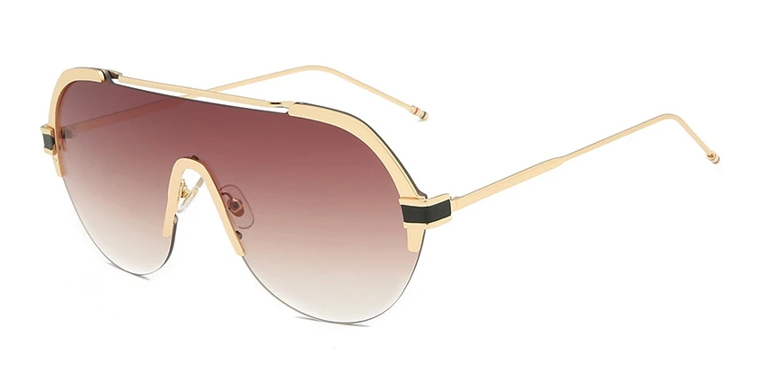 47096 негабаритных одна линза солнцезащитные очки для мужчин и женщин Мода UV400 - Цвет линз: gold tea