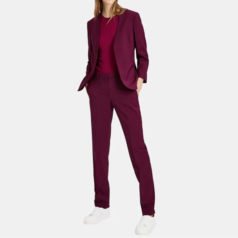 

Fashion Burgundy Women Blazer Suits Long Sleeve Blazer Pants Suits Office Ladies Suits Two-Piece Set Women's Blazer Sets