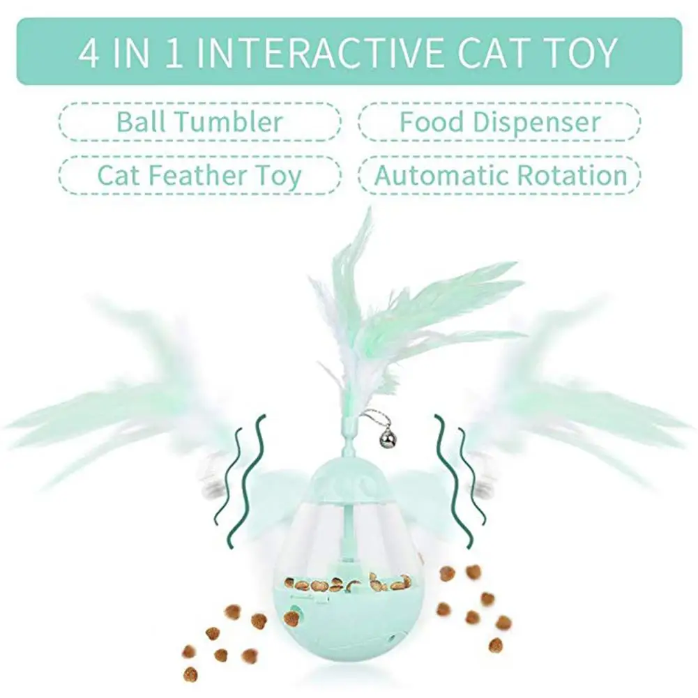 Interactive Cat Tumbler Toy Pet Slow Feeder Smart Cat Leak Food Interactive Toy Automatic Rotating Cat Game Toy