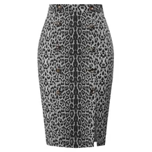 KK Женская юбка с леопардовым узором, облегающая бедра, на пуговицах, украшенная модной юбкой на молнии зауженный