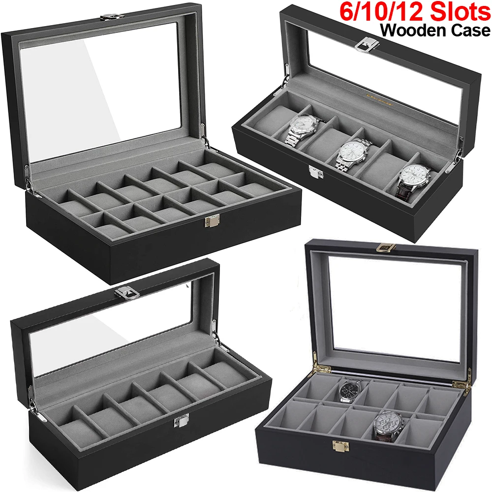 6/10/12 Slots Watch Box Wooden Watch Case Watch Holder Display Case Storage Organizer Winder Collector Storage horloge Box Case 6/10/12 Slots Watch Box Wooden Watch Case Watch Holder Display Case Storage Organizer Winder Collector Storage horloge Box Case