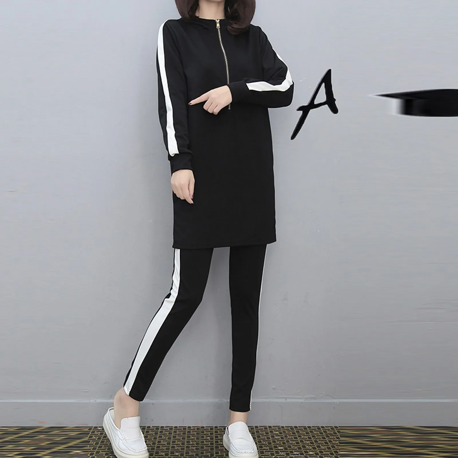 Women Sports 2 Pieces Set Sweatshirts Pullover Casual Tracksuit Suit Home Sweatpants Casual Long Pants Outfits Sportswear#g30 2