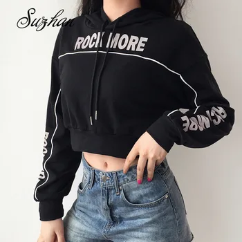 

Suzhan Reflective Striped Streetwear Sleeve Hooded Casual Loose Sweatshirt Ladies Printed HoodiesFashion Sweatshirts Long