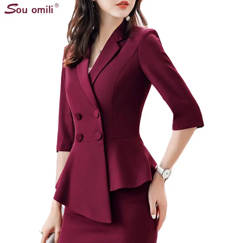 

Elegant Asymmetrical Blazer Three Quarter Sleeve Bussiness Wear Women Blazers and Jackets Notched blazer mujer blaser feminino