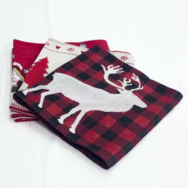 Christmas Decoration Linen Printed Table Flag Runner Printed Tassel Tablecloth Placemat Hotel Home Festival Decoration