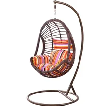 Ротанговая подвесная корзина для помещений и улицы, ленивый стул, балкон, внутренний двор, качели, железный ротанговый стул для отдыха, птичье гнездо, одиночное подвесное c