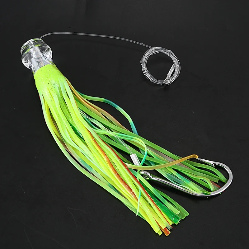 4Pcs 11 inch 28cm Marlin Tuna Trolling Lures with Mesh Bag Resin Head Trolling Skirts Lure Big Game Trolling Fishing Bait Pesca