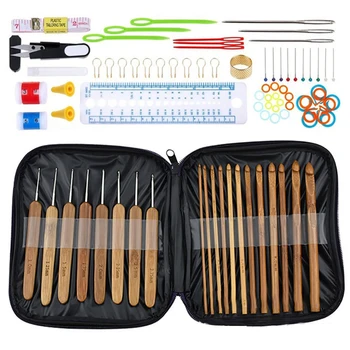 

98Pcs Crochet Hooks Full Set Knitting Tools Accessories Knitting Needles Sewing Tools Craft Kit with Leather Case 080713
