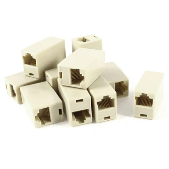 

Beige RJ45 Female Network Inline Modular Coupler Extender 11 Pcs