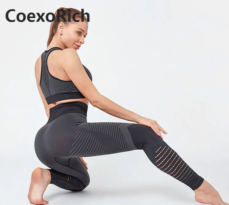 

Women Push-up Sleeveless Sport Workout Sports Bra Suit 2 Piece Seamless Yoga Set Fitness Crop Tank Top High Waist Gym Leggings