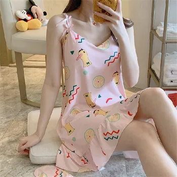 

Summer cute suspender nightdress cotton sexy can be worn casual cute nightdress dress comfortable large size M-2XL female
