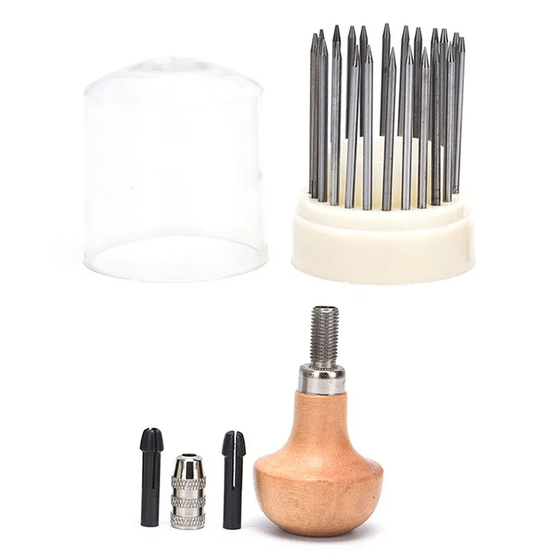 

23pcs Bead Grain Tool Set with Graver Wood Handle Diamond Setting Jewelry Tool Beading Tool Storage Box Handle