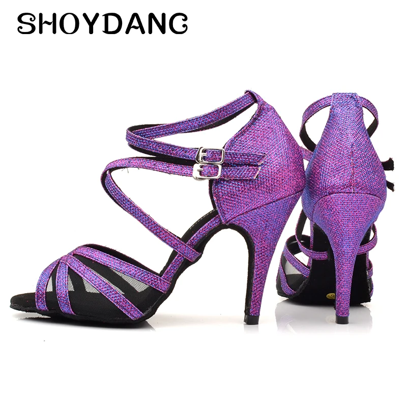 SHOYDANC/фиолетовые женские туфли для танцев на высоком каблуке; Обувь для бальных танцев; обувь для выступлений на мягкой подошве; вечерние туфли для танцев