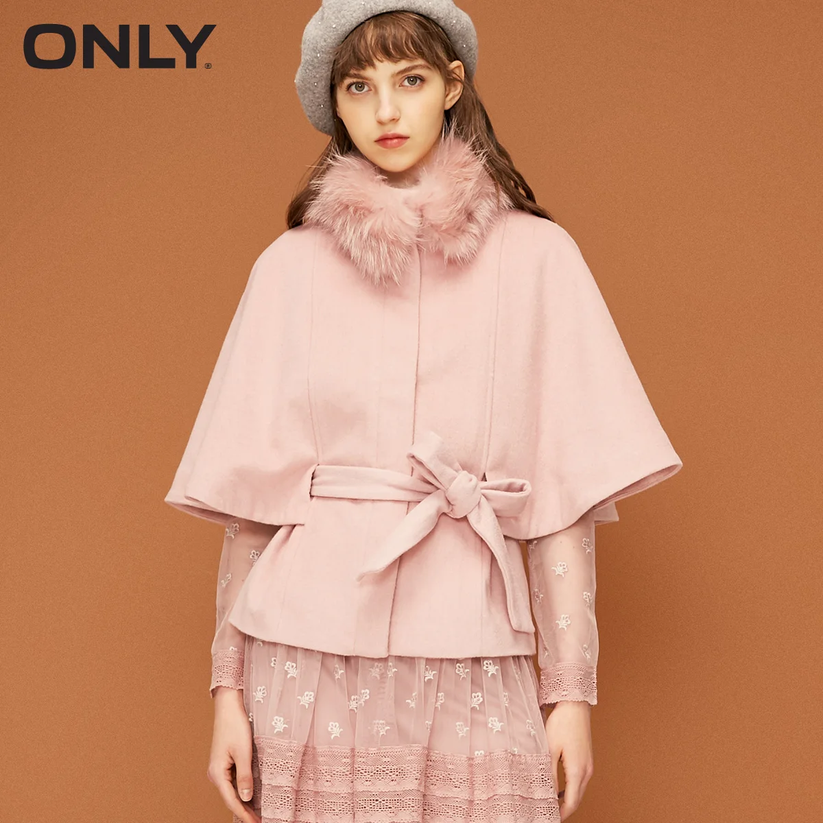 

ONLY 2019 Autum Winter New Arrivals Lace-up Woolen Coat | 11834T504