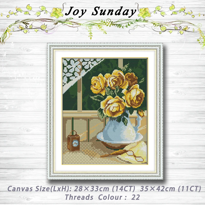 

Yellow rose painting dmc 14CT 11CT counted cross stitch kits embroidery set Needlework Set chinese cross stitch Home decor
