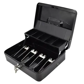 

Portable Metal Iron Piggy Bank Key Lock Petty Coin Cash Money Box Pot Lockable Cash Box Deposit Security Cashier Drawer Storage