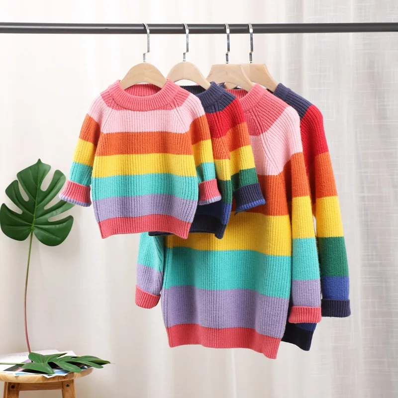 

Sweaters Rainbow Mother Daughter Pullover Family Matching Christmas Clothes Women Kids Sweatshirt Xmas Mom Son Top S541