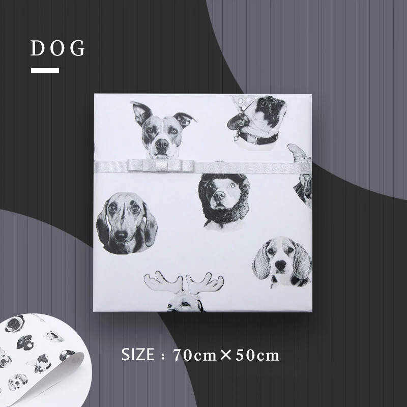 

2pcs Art Wrapping Paper 2020 Original Design Christmas Dog Carved Abstract Double-sided Gift Wrapping Paper Origami 50*70cm