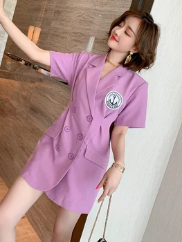 

Fashion Temperament Double-breasted Waist Slimming Simple and Elegant Suit Skirt Dress Women's Fashion Summer New Style