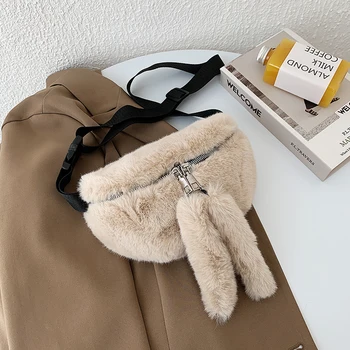 

Autumn And Winter New Style Handbags Wide Shoulder Strap Handbags Fashion Messenger Bags Ladies Shoulder Bags Plush Handbags
