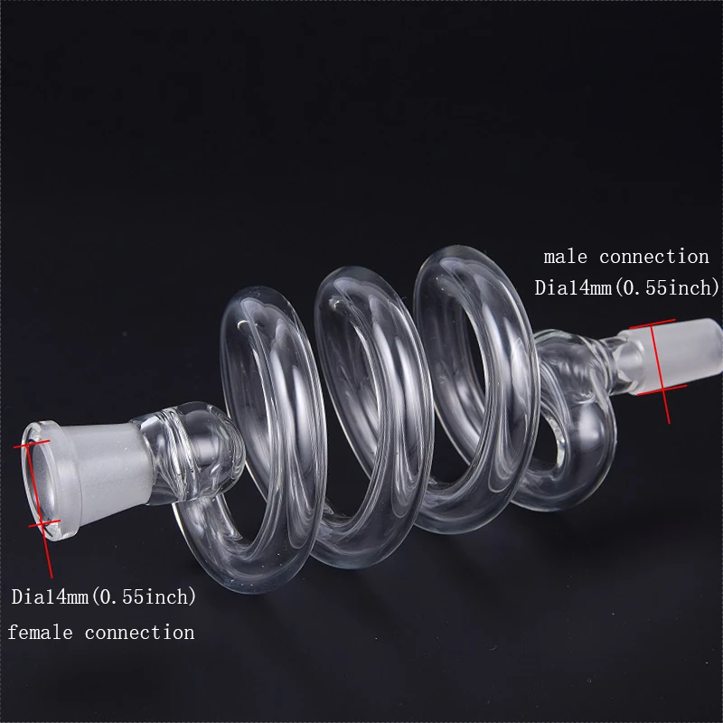 

1pc 14mm dia led spiral glass chicha twirl part shisha connection hookah glass spring narguile adapter glass shisha smoking coil