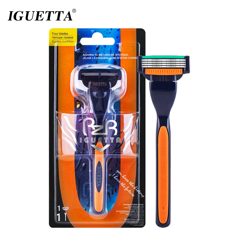 

IGUETTA 1Handle&1Blade Razor Men Quality Steel Blade 4Layer Razor Blades Cartridge Shaving Razor For Men Beard Body Hair Remover