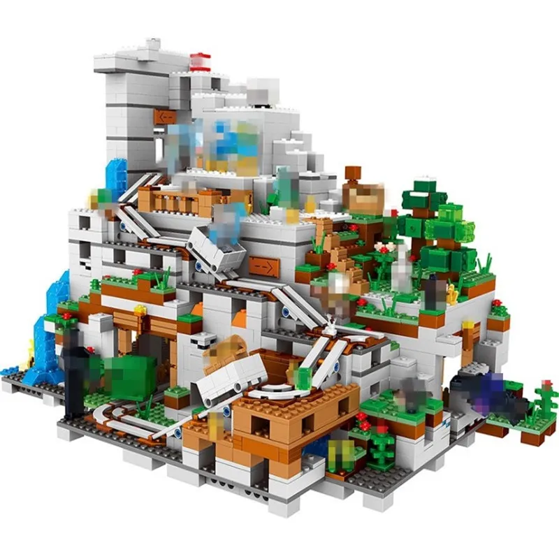 

585pcs Building Blocks Toys Compatible Legoinglys My World Mountain Cave Village Figures Bricks Toys For Children