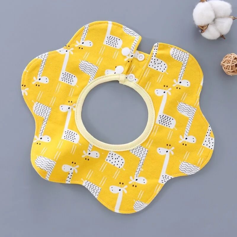 Silicone Anti-lost Chain Strap Adjustable  Baby Bibs Waterproof 360 Degree Flower Shape Stuff For Newborns Boy Girl Feeding Burp Cloth Saliva Towel Infant Apron car baby accessories Baby Accessories