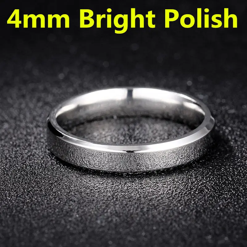 4mm Bright Silver 4 мм тусклый полированный серебряный цвет титановое кольцо для мужчин и женщин - Цвет основного камня: 4mm Bright Silver