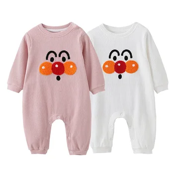 

New Infant Baby Boys Girls Clothes Toddler Autumn Winter Long Sleeves Cartoon Face Splicing Lovely Rompers BABY Outfits Bodysuit