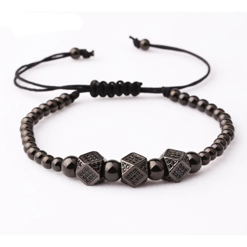 High Quality Stainless Steel Beads CZ Brass Charm Friendship Macrame Bracelet Men Women - Image 3