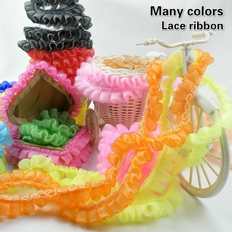 

2cm Wide Color Pleated Thicken Fine Lace Fabric DIY Toy Doll Clothes Skirt Material Baby Cradle Hat Hair Clip Dge Decoration