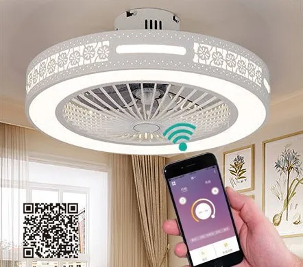 Plum 55cm LED remote control ceiling fan light mobile phone app lamp modern simple invisible fans home decoration lighting circular round - Цвет лезвия: Plum 55cm