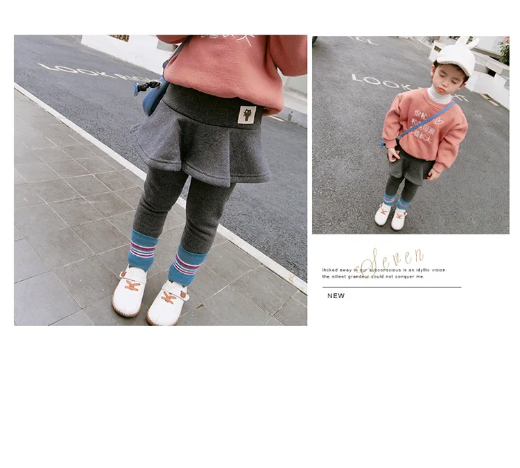 Новинка года; Koreanbaby; юбка с кошкой; брюки новые зимние леггинсы для девочек детские бархатные утепленные леггинсы юбка-брюки для маленьких девочек