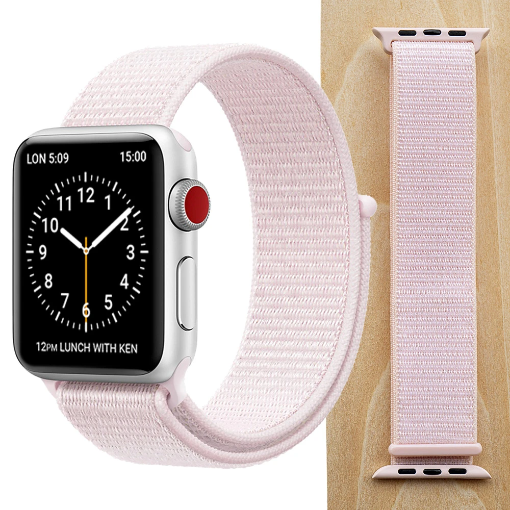 Pear Pink Высококачественный нейлоновый спортивный ремешок для Apple Watch Series 5 4 3 2 1, мягкий дышащий тканый ремешок 44 мм iwatch 38 мм 40 мм - Цвет ремешка: Pear Pink