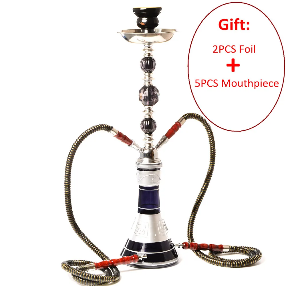 Double Hose Black Путешествия Стекло Шиша кальянная трубка Chicha Narguile Completo Nargile Waterpijp с Sheesha керамическая чаша для угля щипцы аксессуары - Цвет: Double Hose Black