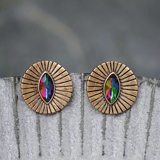 Женские серьги гвоздики в стиле бохо со сглаза ювелирные изделия ретро|crystal round