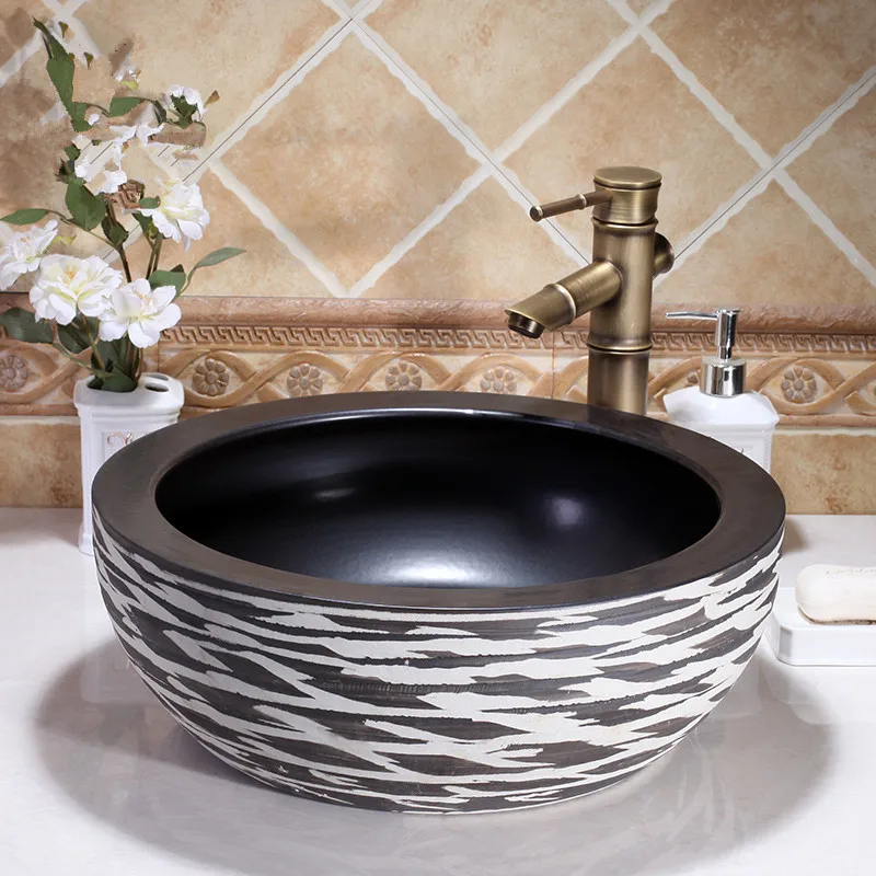 Europe style chinese wash basin vessel sinks Jingdezhen Art Counter Top ceramic basin sink ceramic art washbasin (4)