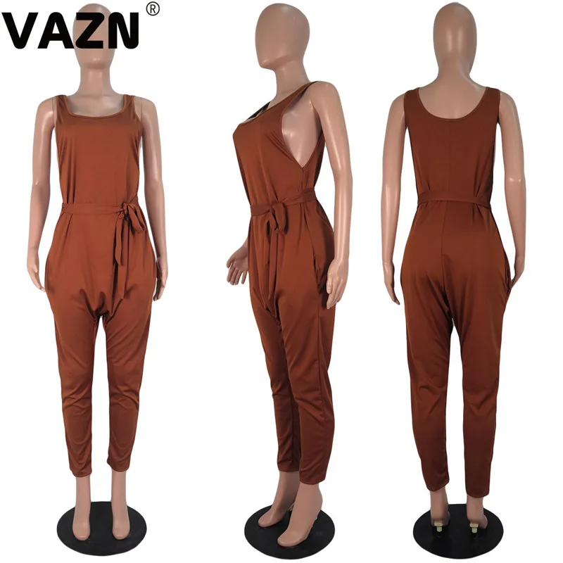 VAZN,, популярные Комбинезоны для снижения возраста, сексуальные, свободные, мягкие, одноцветные, облегающие, на шнуровке, женские, длинные, с высокой талией, облегающие комбинезоны