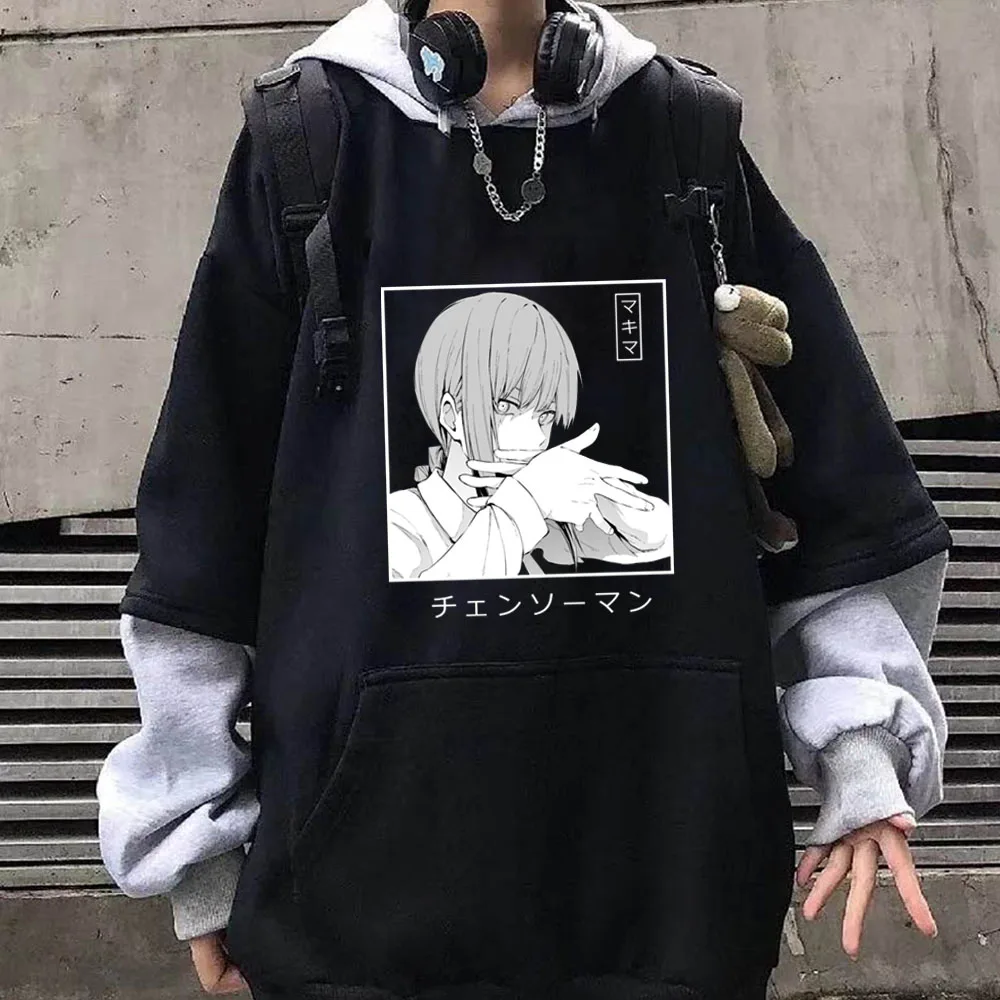 

Makima Print Hoodie Pullover Sweatshirt Sportswear Loog Sleeve Autumn Winter Harajuku Chainsaw Man Top