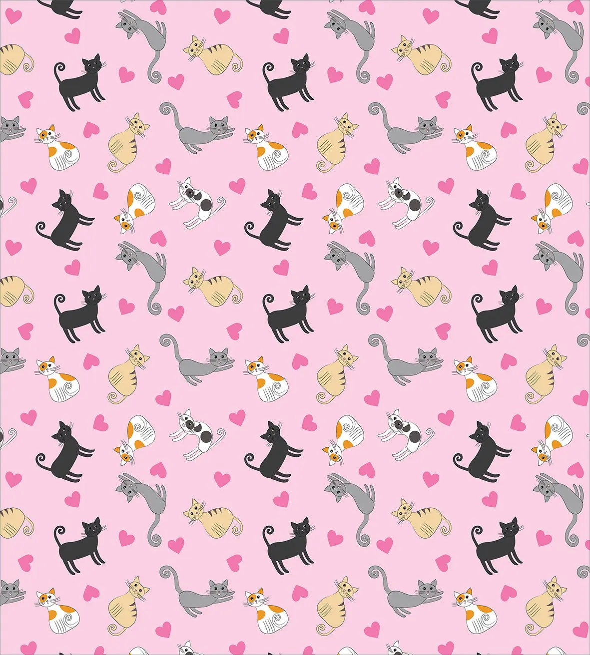 Kitty пододеяльник набор кошек в различных цветах и рисунках среди розовых сердец отдыха счастливые растяжки декоративные 3 шт кровать