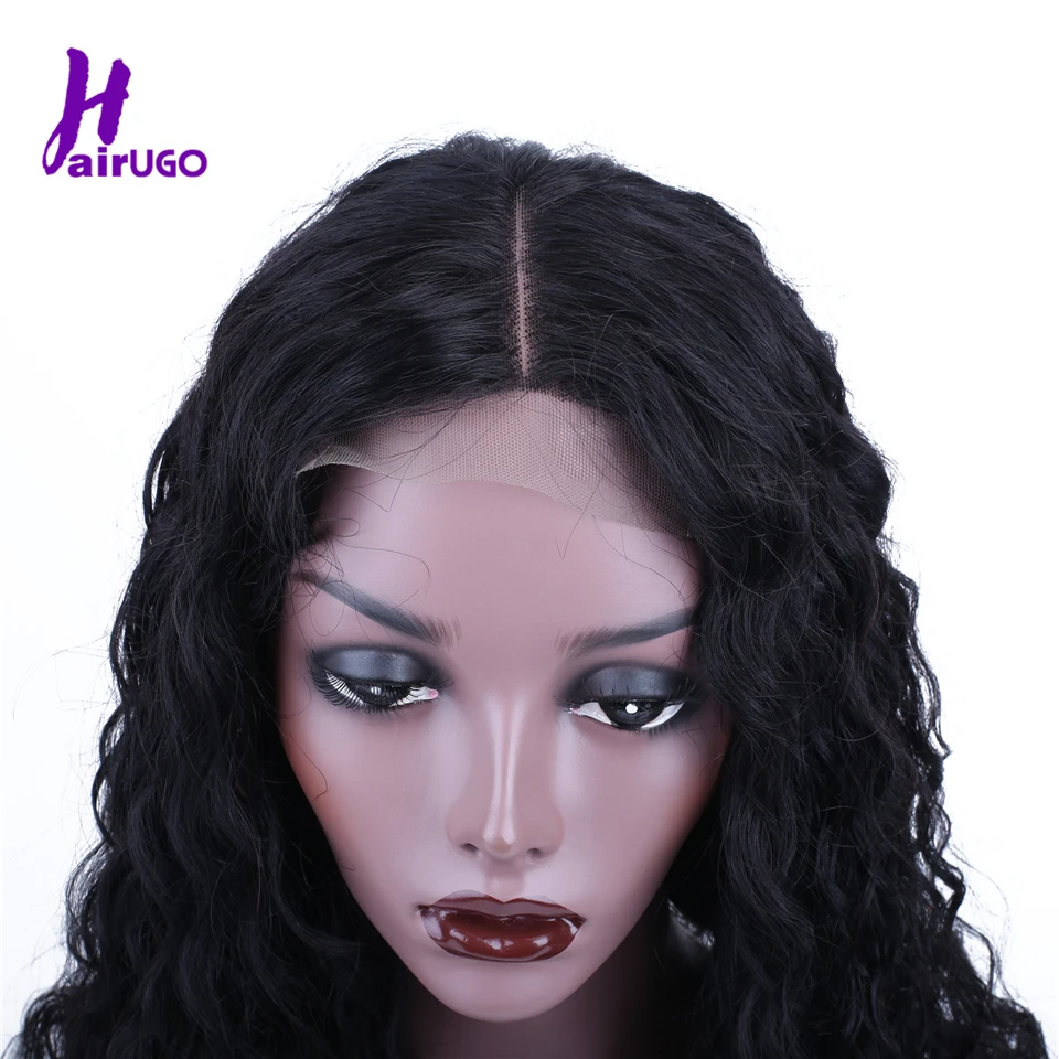 HairUGo малазийские 4*4 глубокие волнистые человеческие волосы парики для черных