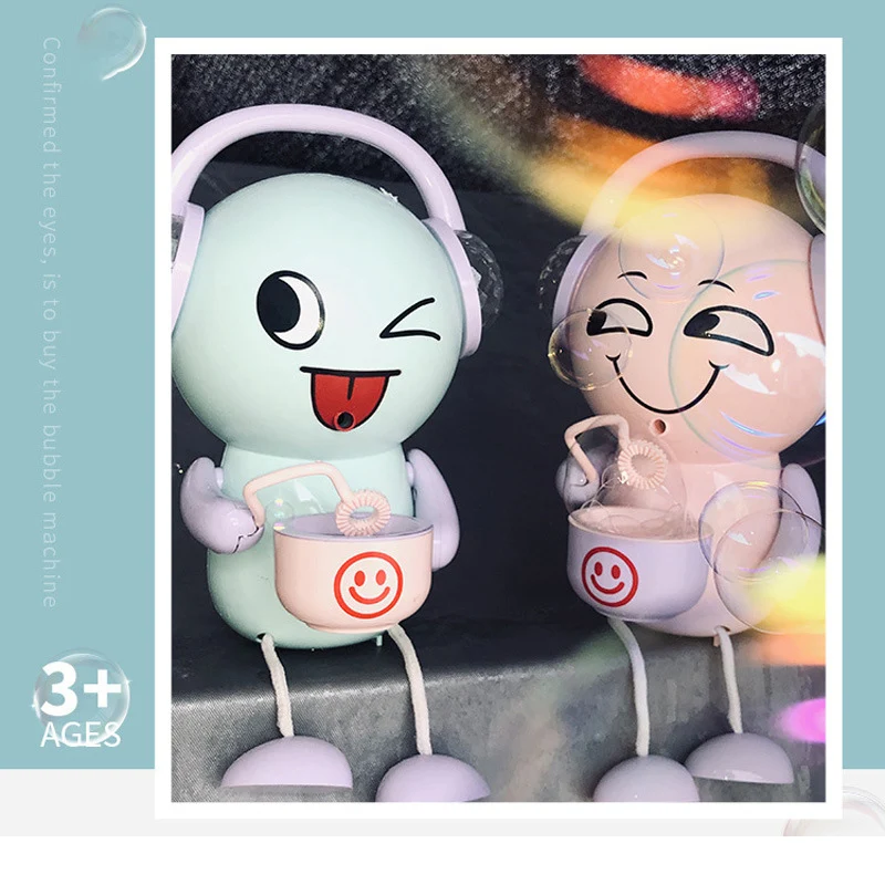 Emoticon пузырчатая машина для детей, полностью автоматическая электрическая музыкальная пузырчатая машина для мальчиков и девочек