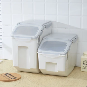 

Platic Food Storage Box Kitchen Large Rice Container with Lid Sealed Moisture-proof Storage Bin Rice Containers Flip Cover