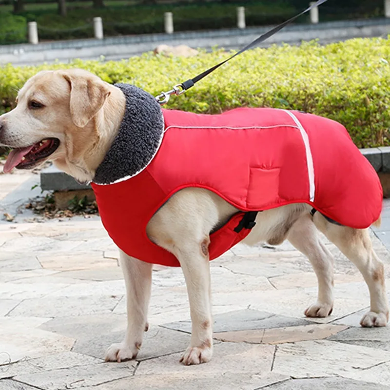 

Waterproof Autumn Winter Dog Coat Solid-colored Reflective Jacket With Leash Ring Pet Puppy Clothes Costume Dogs Warm Clothes