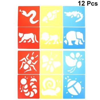 

12Pcs Painting Stencils Educational Multi-pattern DIY Craft Supplies Drawing Tool Painting Template for Preschool Practice