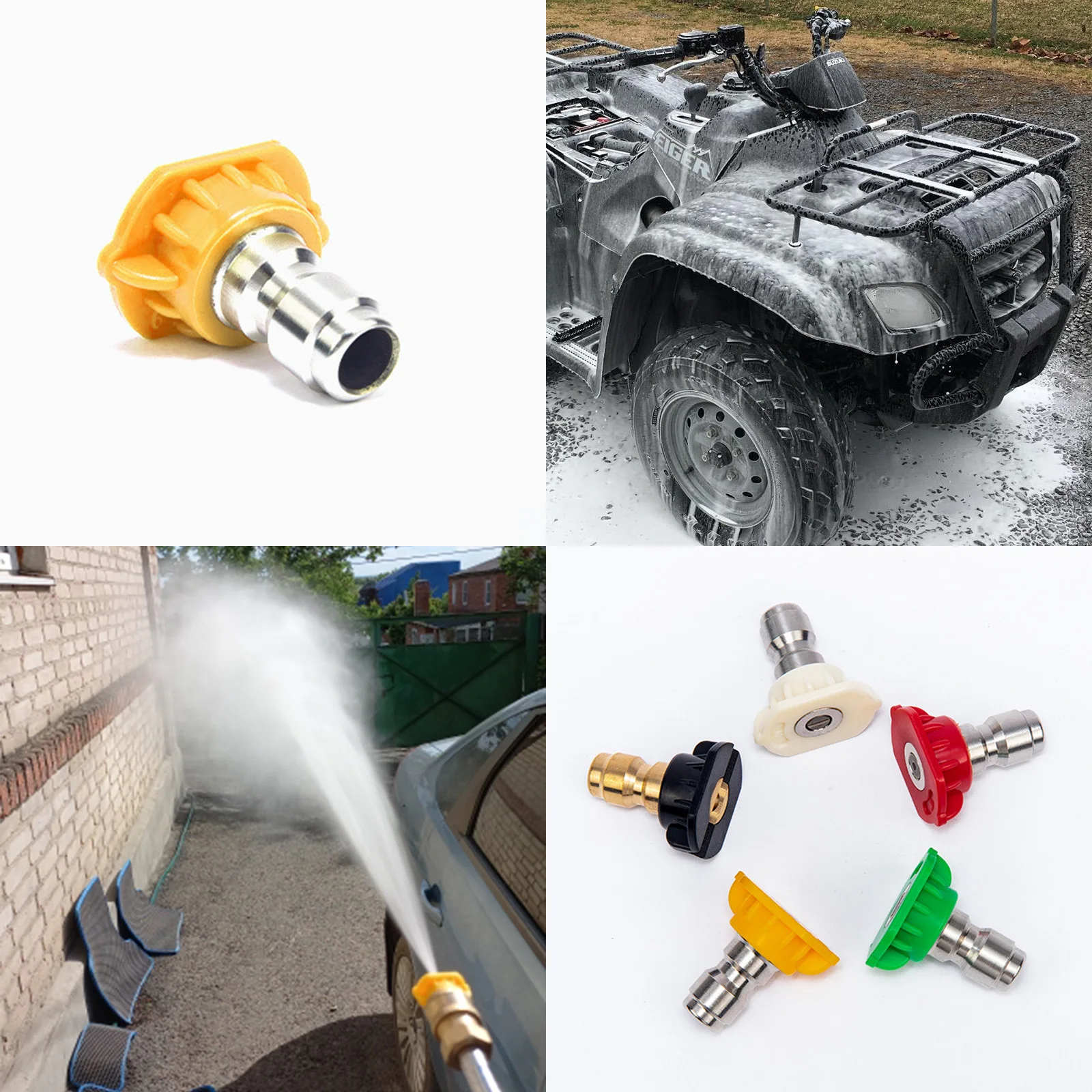 5pcs/set 1/4" Quick Connector Car Washing Nozzles Metal Jet Lance