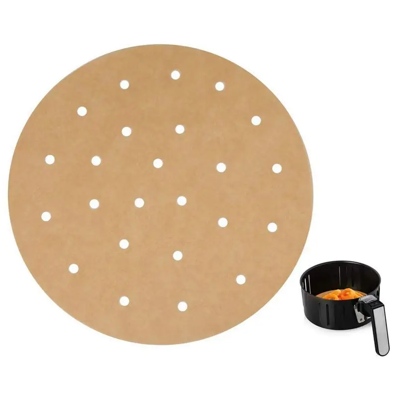 

100pcs Unbleached Air Fryer Liners,22.8cm Bamboo Steamer Liners,Silicone oil paper Rounds Perfect for 5.3 & 5.8 QT Air Fryers/Ba